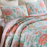 外贸原单出口美国「艾丽娜」花朵床盖式纯棉绗缝被单人双人套件