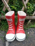 外贸原单 红色运动款时尚儿童天然橡胶女孩雨鞋雨靴水鞋胶鞋套鞋