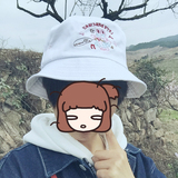 韩国学生女粉嫩软妹林小宅同款帽子渔夫帽休闲可爱刺绣盆帽遮阳帽