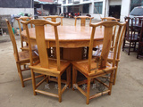 实木带仿古大元园餐桌中式雕花1.4-1.5-1.6-1.8-2米 圆桌转盘
