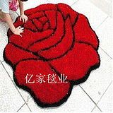 特价促销包邮 韩国丝亮丝黑红玫瑰花立体地毯 卧室床边地毯