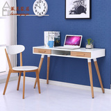 北欧宜家书桌简约现代白色家用实木电脑桌日式台式办公桌子写字台