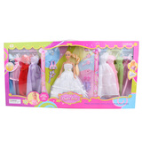 芭比娃娃公主换装礼盒 梦幻衣橱露西公主8套礼服装 女童换衣游戏