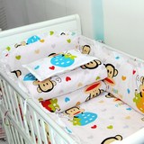 定做纯棉婴儿床上用品 大嘴猴床品套件四五六十件套含床围包邮