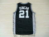 NBA新面料 Rev30 21号Duncan 马刺队邓肯篮球服 球迷版黑色球衣
