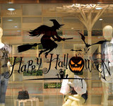 万圣节墙贴纸吸血蝙蝠装饰品墙贴店铺橱窗玻璃贴派对用品幽灵巫师