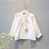 韩国marie mullin16春装女童可爱刺绣纯棉衬衫儿童长袖上衣 衬衣