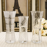 巴洛克透明玻璃花瓶简约六角水培富贵竹百合客厅插花瓶批发