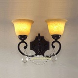 欧式双头铁艺壁灯 简约黑色美式水晶灯具 走廊过道特价渴望款壁灯