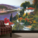 宜然居欧式田园壁画 莱茵河庄园E15拓展空间3D客厅沙发背景墙壁纸