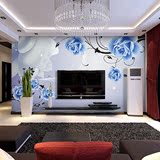 名宫大型壁画 3D立体客厅电视影视背景墙纸壁纸 无纺布水影蓝玫瑰