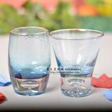 新款人气创意圆形天蓝色厚底气泡家用酒吧餐厅西餐厅清水玻璃杯