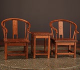 复古中式迷你小木椅摆设置物架 复古迷你弓形鸡翅木 三件套礼盒装