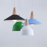 北欧简约吧台床头卧室餐厅灯创意个性实木单头小吊灯彩色餐吊灯