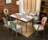 美式乡村实木餐桌椅组合法式餐桌6人4人欧式复古做旧橡木客厅家具