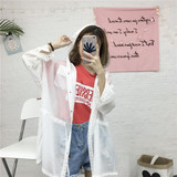 夏装韩版新款学院风百搭学生女装防晒衫单件纯色宽松长袖风衣外套