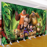 卡通儿童屏风隔断时尚幼儿园教室音乐活动墙创意实木折屏3d底座