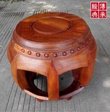 红木鼓凳仿古圆凳缅甸花梨木矮凳换鞋凳实木小凳子圆形茶几凳中式