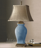 HH uttermost 美式陶瓷台灯 蓝色客厅大号样板房新中式卧室床头灯
