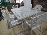 户外家具 白色花园铸铝桌椅组合长桌 咖啡室室内桌椅子铁艺休闲