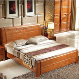 实木橡木床简约现代白色1.8气压储物高箱1.5米欧式双人婚床包邮