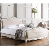 美式实木床法式实木框架麻布软包双人床高档别墅雕花床1.8米大床
