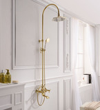 德国当代全铜冷热欧式古典金色淋浴花洒套装喷头淋浴器水龙头明装