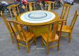 厂家直销现货实木火锅桌椅组合圆形火锅店餐桌餐椅商用火锅桌