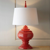 美式复古创意陶瓷台灯宝塔台灯卧室床头灯书房客厅红色台灯