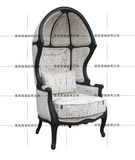 美式新古典实木高背太空椅法式时尚奢华布艺沙发单人沙发椅蛋壳椅
