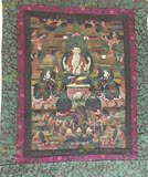 清末民国时期西藏唐卡一幅 佛教织锦丝织画壁画四臂观音装饰收藏