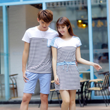 衣彡9351#海边情侣装夏装女裙2015新款韩版大码女装夏季连衣裙