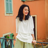 AUDREY WANG原创设计2016夏装新品 白色抽绳针织T恤