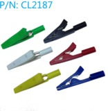 CL2187纯铜全绝缘鳄鱼夹带2mm插孔直插表笔或2mm插头医用电极夹