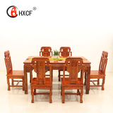 中式古典家具仿古榆木象头餐桌 明清实木长餐桌像头椅组合