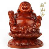 正品V木雕佛像 越南红木工艺品 如意元宝弥勒佛摆件 笑佛坐佛像大
