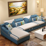 简约现代布艺沙发组合可拆洗小户型多功能布艺沙发床客厅转角沙发