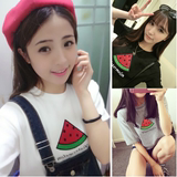 2016夏季韩版水果短袖t恤学生宽松大码女装半袖刺绣上衣打底衫潮