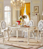 欧式餐桌椅大理石餐椅实木小户型圆形餐桌雕花欧式实木方形餐桌