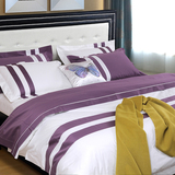 现代软体休闲家具配套床品展厅别墅样板间装饰用品多件套紫条五件