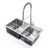 欧式加厚304不锈钢手工水槽双槽厨房洗菜盆台上台下盆手工水槽