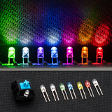 机械键盘专用LED发光二极管灯珠灯泡3mm圆头无边7色可选
