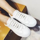 2016夏季新款韩版休闲运动鞋女板鞋学生单鞋真皮女鞋系带小白鞋潮