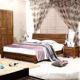 黄金胡桃木全实木床高箱储物双人床1.8米现代中式卧室家具PK乌金