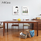 北欧日式黑胡桃木餐桌实木长方形桌吃饭桌简约餐台餐厅小户型家具