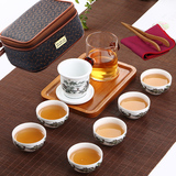 迷你户外陶瓷玻璃旅行茶具小茶盘套装红茶茶具功夫茶具车载旅行包