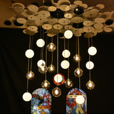 沃盟现代简约创意个性北欧复古餐厅灯现代卧室餐厅吊灯玻璃灯罩灯