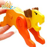 儿童3D立体拼图木质幼儿宝宝益智力积木玩具磁性立体金属铁盒早教