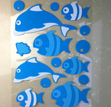 3D立体墙贴卡通壁图画幼儿园材料装饰教室童房环境布置海豚海洋鱼