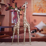 欧式复古家居装饰树脂情侣长颈鹿工艺品客厅玄关摆件创意结婚礼物